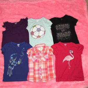 Bundle of 6 girls short-sleeved shirts, size 5-6
